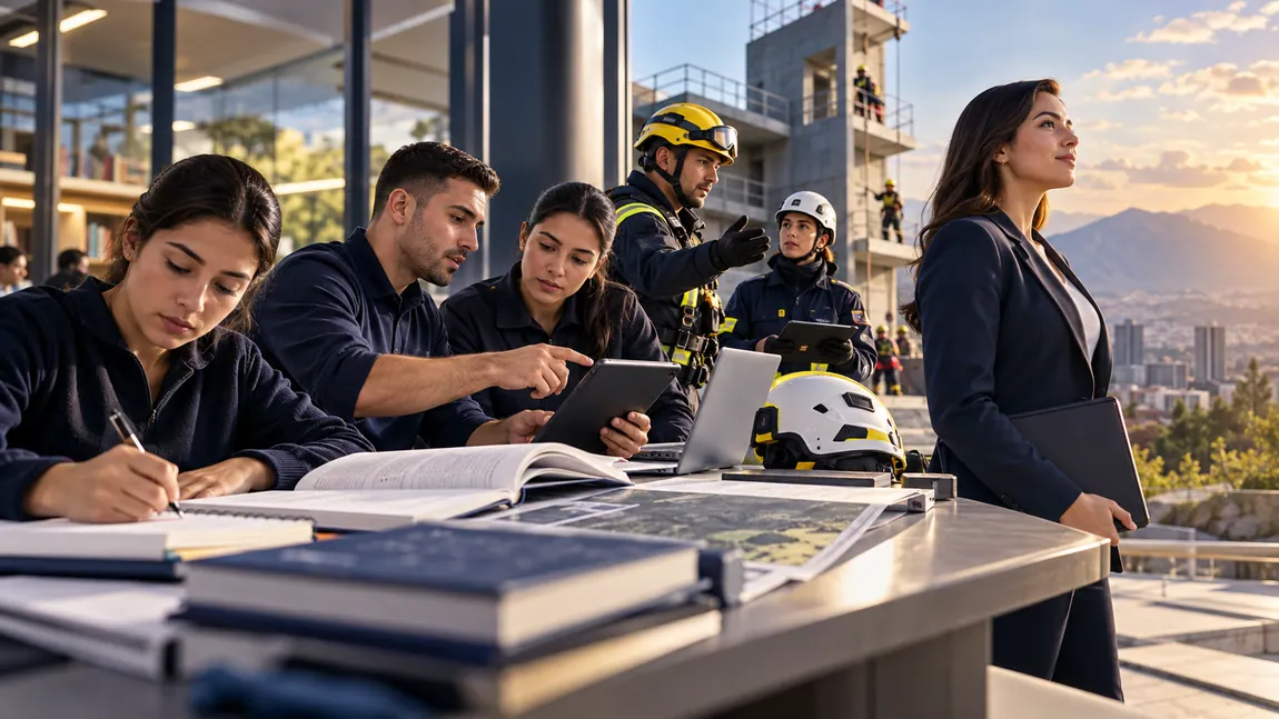 Estudiantes, bomberos y especialistas de ISFEP trabajando en equipo